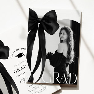 Invitación de graduación con foto de lazo negro