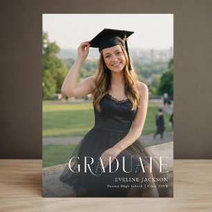 Invitación de graduación con foto de lazo negro pa