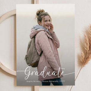 Invitación de Graduación con Foto de Lazo Rosa Ele