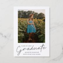 Invitación de graduación con foto de letra moderna