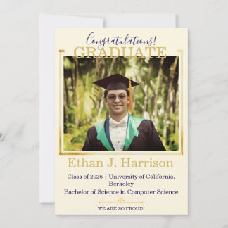 Invitación de graduación con foto de lujo moderno
