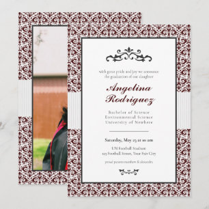 Invitación de graduación con foto de patrón de dam