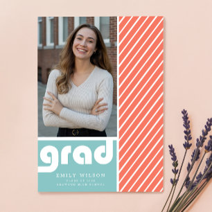 Invitación de Graduación con Foto de Retro Grado M