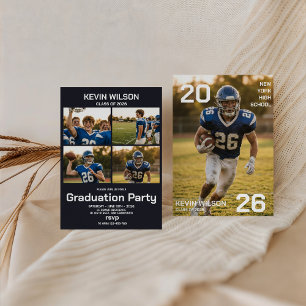 Invitación de graduación con foto deportiva de fút