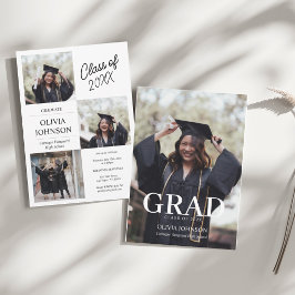 Invitación de graduación con foto elegante minimal