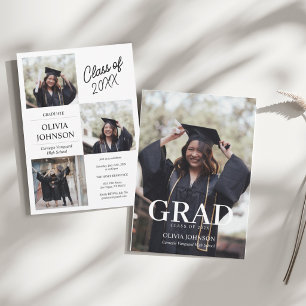 Invitación de graduación con foto elegante minimal