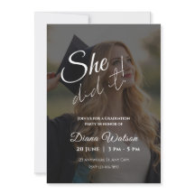 Invitación de Graduación con Foto en Letra Elegant