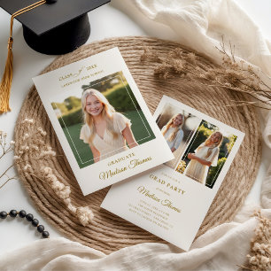 Invitación de graduación con foto en marco elegant