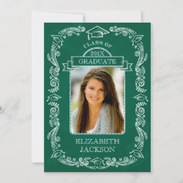 Invitación de graduación con foto en pizarra