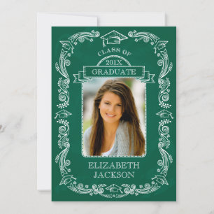 Invitación de graduación con foto en pizarra