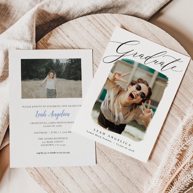 Invitación de graduación con foto enmarcada artíst (Subido por el creador)