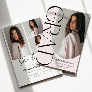 Invitación de graduación con foto estética moderna