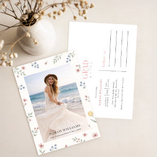 Invitación de Graduación con Foto Floral de Lazo d