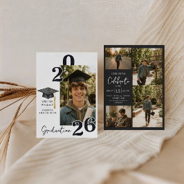Invitación de graduación con foto moderna de carbó