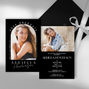 Invitación de graduación con foto moderna en blanc