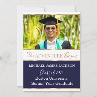 Invitación de graduación con foto moderna en rosa