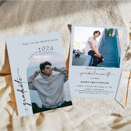 Invitación de graduación con foto moderna para fie