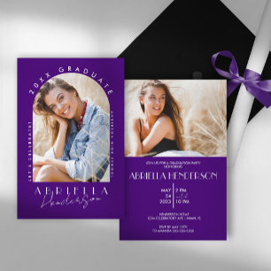 Invitación de graduación con foto moderna púrpura