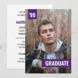 Invitación de graduación con foto moderna y negrit
