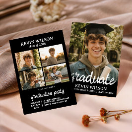 Invitación de Graduación con Foto Moderno Negro 4