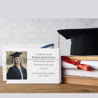 Invitación de Graduación con Foto Patriótica Moder
