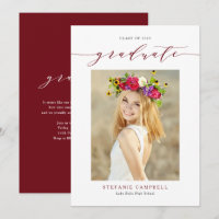 Invitación de Graduación con Foto Red Whimsical Sc