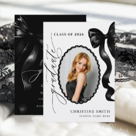 Invitación de Graduación con Foto y Lazo Negro Chi