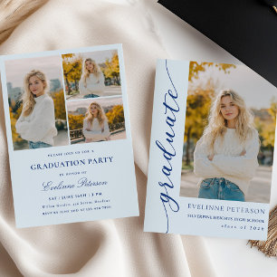 Invitación de graduación con foto y letra script a