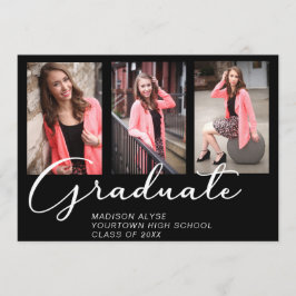 Invitación de graduación con fuente de letra elega