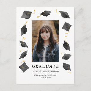 Invitación de graduación con gorras al agua