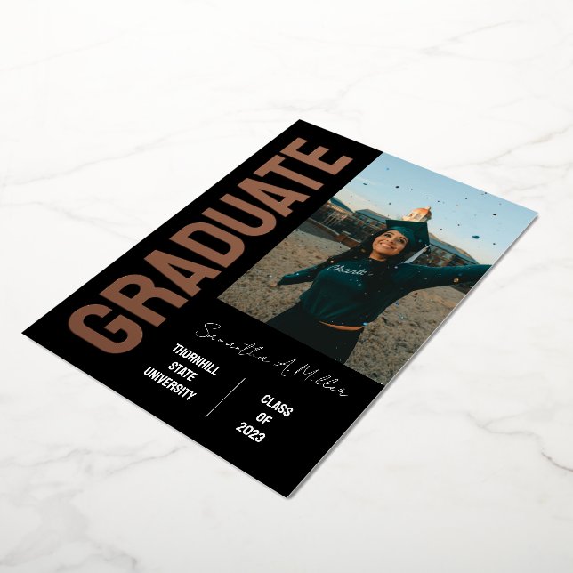 Invitación de Graduación con Holograma de Foto Ver (girado)