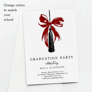 Invitación de graduación con lazo niña Escuela sec