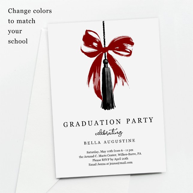 Invitación de graduación con lazo niña Escuela sec (Subido por el creador)