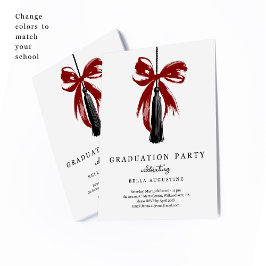 Invitación de graduación con lazo para niña de esc