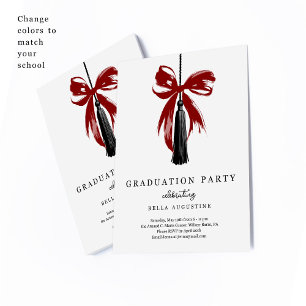 Invitación de graduación con lazo para niña de esc
