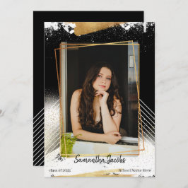 Invitación de graduación con marco de color negro 
