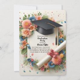 Invitación de Graduación con Marco Floral Suave