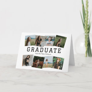 Invitación de Graduación con Ocho Fotos en Ángulo