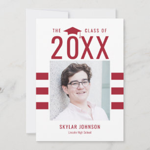 Invitación de graduación con rayas chic EDITABLE C