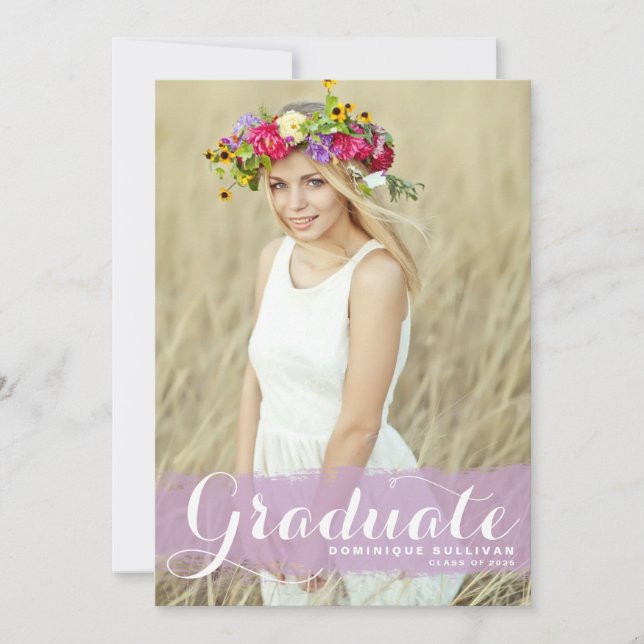 Invitación de graduación con salpicadura de acuare (Anverso)