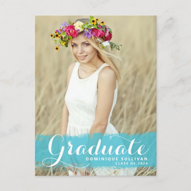 Invitación de graduación con salpicadura de acuare (Anverso)