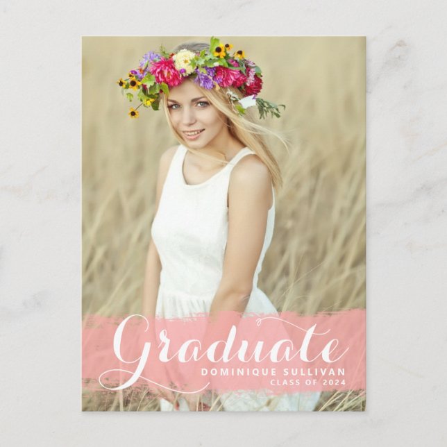 Invitación de graduación con salpicadura de acuare (Anverso)