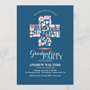 Invitación de graduación con símbolo de salud