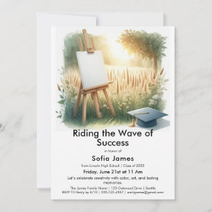 Invitación de graduación con tema de arte