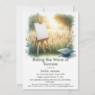 Invitación de graduación con tema de arte