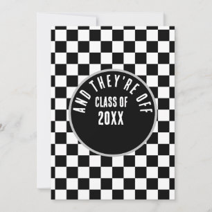 Invitación de graduación con tema de carreras