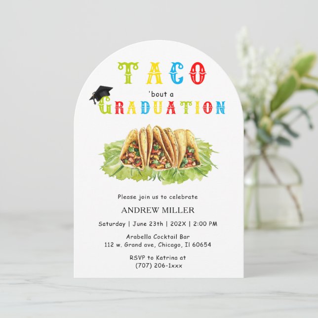 Invitación de Graduación con Tema de Taco (Anverso de pie)