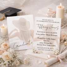 Invitación de graduación con tipografía de escritu