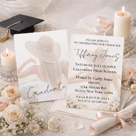 Invitación de graduación con tipografía de escritu