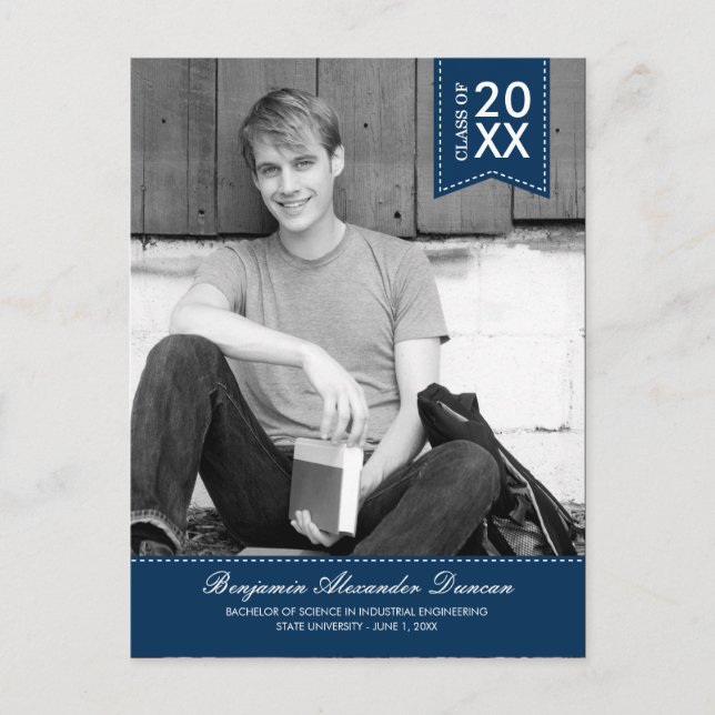 Invitación de graduación con título elegante /Invi (Anverso)